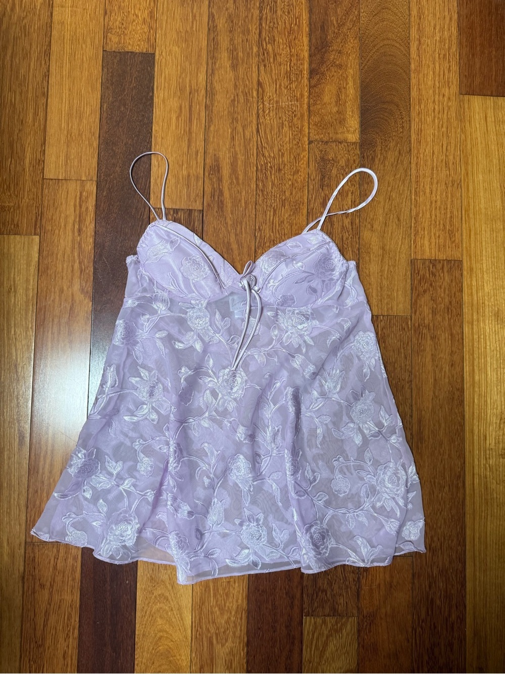Linda Lingerie | Vintage Lavender Sheer Floral Babydoll Cami Size Large